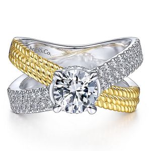 Gabriel 14k White/Yellow Round Diamond Engagement Ring ER14964R4M44JJ