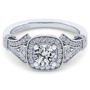 Gabriel 14 Karat Round Halo Engagement Ring ER15103R0W44JJ