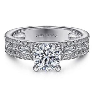 Gabriel 14 Karat Round Diamond Engagement Ring ER15175R4W44JJ