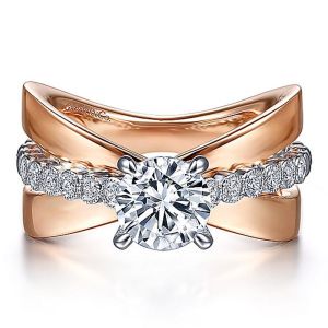 Gabriel 14К White/Rose Gold Round Diamond Engagement Ring ER15398R4T44JJ
