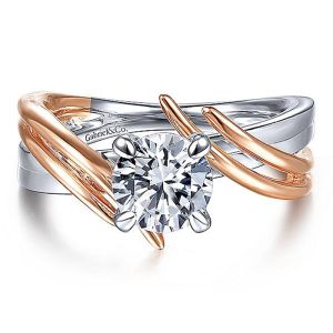 Gabriel 14К White/Rose Gold Round Diamond Engagement Ring ER15399R4T44JJ