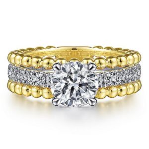 Gabriel 14k White/Yellow Round Diamond Engagement Ring ER15532R4M44JJ