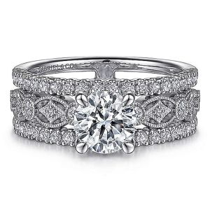 Gabriel 14K White Gold Diamond Engagement Ring ER15538R4W44JJ