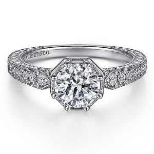 Gabriel 14 Karat Round Diamond Engagement Ring ER15587R4W44JJ