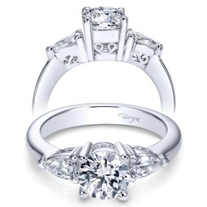 Taryn 14k White Gold Round 3 Stone Engagement Ring ER3804W44JJ
