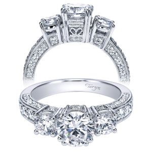 Taryn 14k White Gold Round 3 Stone Engagement Ring TE4093W44JJ 