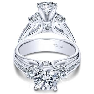 Taryn 14k White Gold Round 3 Stone Engagement Ring TE4194W44JJ 