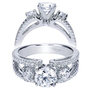Taryn 14k White Gold Round 3 Stone Engagement Ring TE4251W44JJ