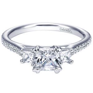 Gabriel 14 Karat Princess Cut 3 Stones Engagement Ring ER5430W44JJ