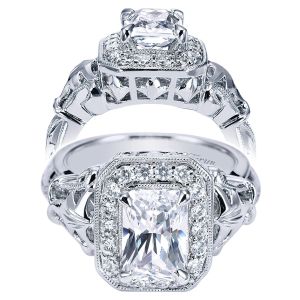 Taryn 14k White Gold Emerald Cut Halo Engagement Ring TE5443W44JJ 