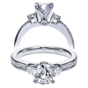 Taryn 14k White Gold Round 3 Stone Engagement Ring TE5738W44JJ 