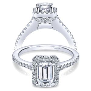 Taryn 14k White Gold Emerald Cut Halo Engagement Ring TE5822W44JJ 