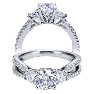 Taryn 14k White Gold Round 3 Stone Engagement Ring TE5842W44JJ 