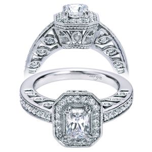 Taryn 14k White Gold Emerald Cut Halo Engagement Ring TE5858W44JJ 