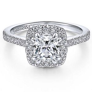 Gabriel 14 Karat Cushion Cut Halo Engagement Ring ER6419C4W44JJ