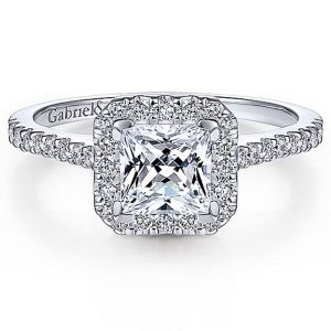 Gabriel 14 Karat Princess Cut Halo Engagement Ring ER6419S4W44JJ