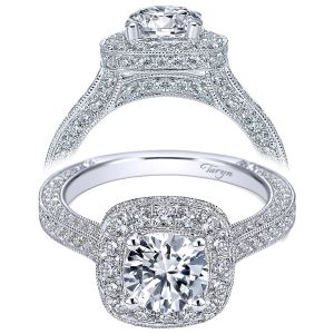 Taryn 14k White Gold Round Halo Engagement Ring TE7256W44JJ 