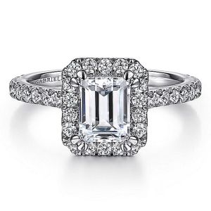 Gabriel 14 Karat White Gold Emerald Cut Diamond Engagement Ring ER7259E4W44JJ
