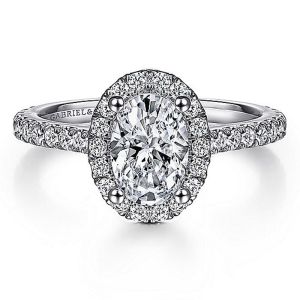 Gabriel 14 Karat White Gold Oval Diamond Engagement Ring ER7259O4W44JJ