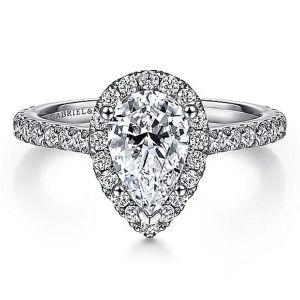Gabriel 14 Karat White Gold Pear Shape Diamond Engagement Ring ER7259P4W44JJ