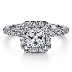 Gabriel 14 Karat White Gold Princess Cut Diamond Engagement Ring ER7259S4W44JJ