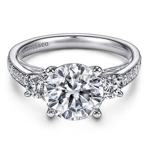 Gabriel 14 Karat Round 3 Stone Engagement Ring ER7284W44JJ