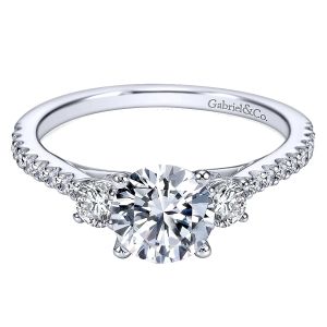 Gabriel - Chantal 14 Karat Round 3 Stones Engagement Ring ER7296W44JJ