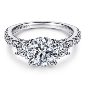 Gabriel 14 Karat Round 3 Stone Engagement Ring ER7299W44JJ