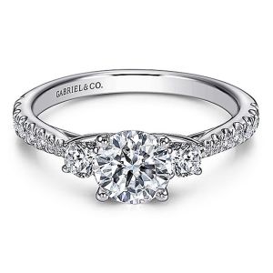 Gabriel 14 Karat Round 3 Stone Engagement Ring ER7460W44JJ