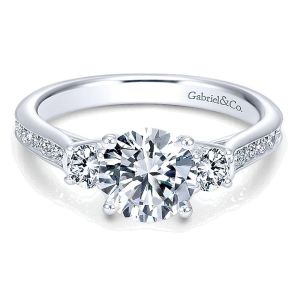 Gabriel 14 Karat Round 3 Stone Engagement Ring ER7474W44JJ