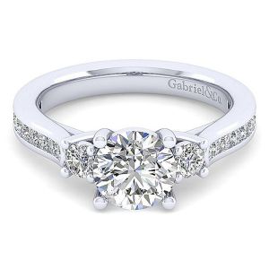 Gabriel 14 Karat Round 3 Stone Engagement Ring ER7475W44JJ