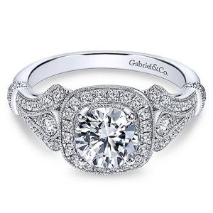 Gabriel 14 Karat Round Halo Engagement Ring ER7479W44JJ