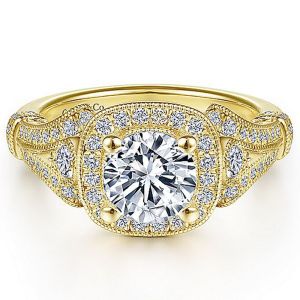 Gabriel 14 Karat Round Halo Engagement Ring ER7479Y44JJ