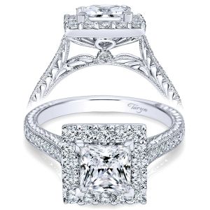 Taryn 14k White Gold Princess Cut Halo Engagement Ring TE7481W44JJ 