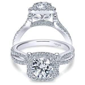 Taryn 14k White Gold Emerald Cut Halo Engagement Ring TE7806W44JJ 