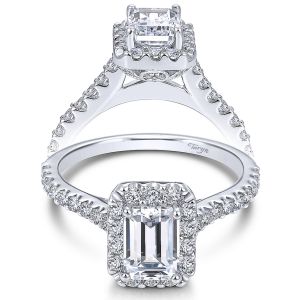 Taryn 14k White Gold Emerald Cut Halo Engagement Ring TE7840W44JJ