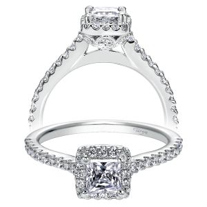 Taryn 14k White Gold Princess Cut Halo Engagement Ring TE7841W44JJ