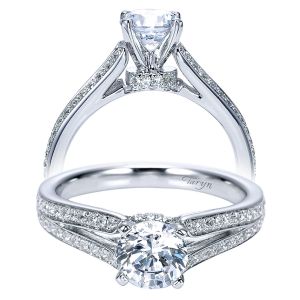 Taryn 14k White Gold Round Split Shank Engagement Ring TE8001W44JJ 