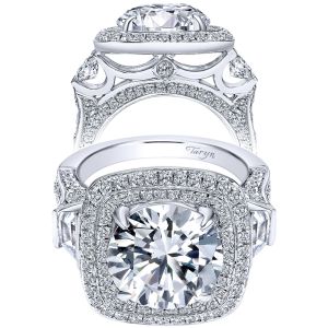 Taryn 18K White Gold Round Double Halo Engagement Ring TE8310W83JJ