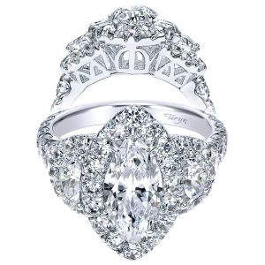 Taryn 18K White Gold Marquise 3 Stones Halo Engagement Ring TE8320W83JJ