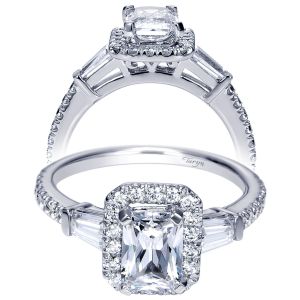 Taryn 14k White Gold Emerald Cut Halo Engagement Ring TE8354W44JJ