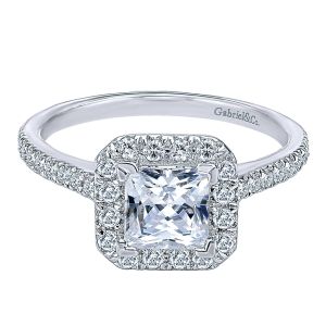 Gabriel - Patience 14 Karat Princess Cut Halo Engagement Ring ER8444W44JJ