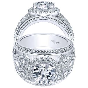 Taryn 18K White Gold Round Halo Engagement Ring TE8454W83JJ