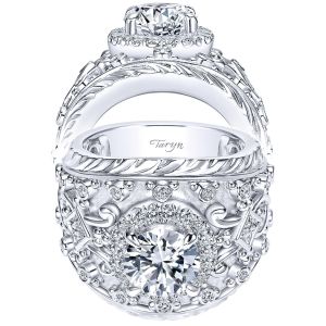 Taryn 18K White Gold Round Double Halo Engagement Ring TE8456W83JJ 
