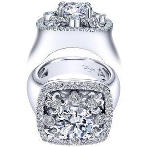 Taryn 18K White Gold Round Halo Engagement Ring TE8463W83JJ