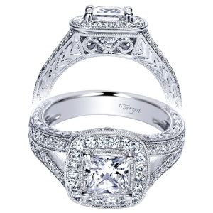 Taryn 14k White Gold Princess Cut Halo Engagement Ring TE8538W44JJ 