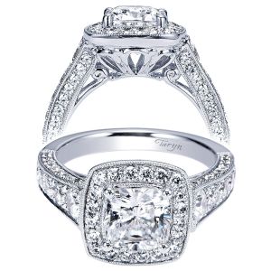 Taryn 14k White Gold Cushion Cut Halo Engagement Ring TE8750W44JJ 