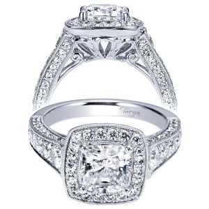 Taryn 14k White Gold Cushion Cut Halo Engagement Ring TE8750W44JJ
