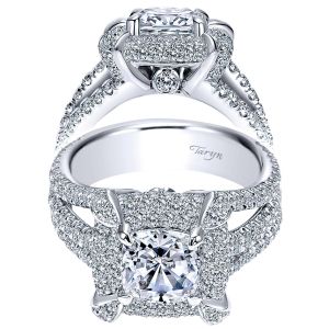 Taryn 18k White Gold Cushion Cut Double Halo Engagement Ring TE8764W83JJ 