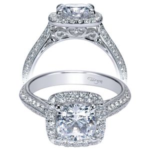 Taryn 14k White Gold Cushion Cut Halo Engagement Ring TE8873W44JJ 